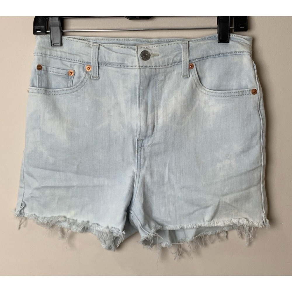 Levi's Denim‎ Shorts Womens 28 High Rise Cut Off Bleach Tie Dye Light Wash 2"